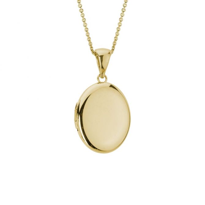 Yellow Gold Plain Oval Locket, 16-18"