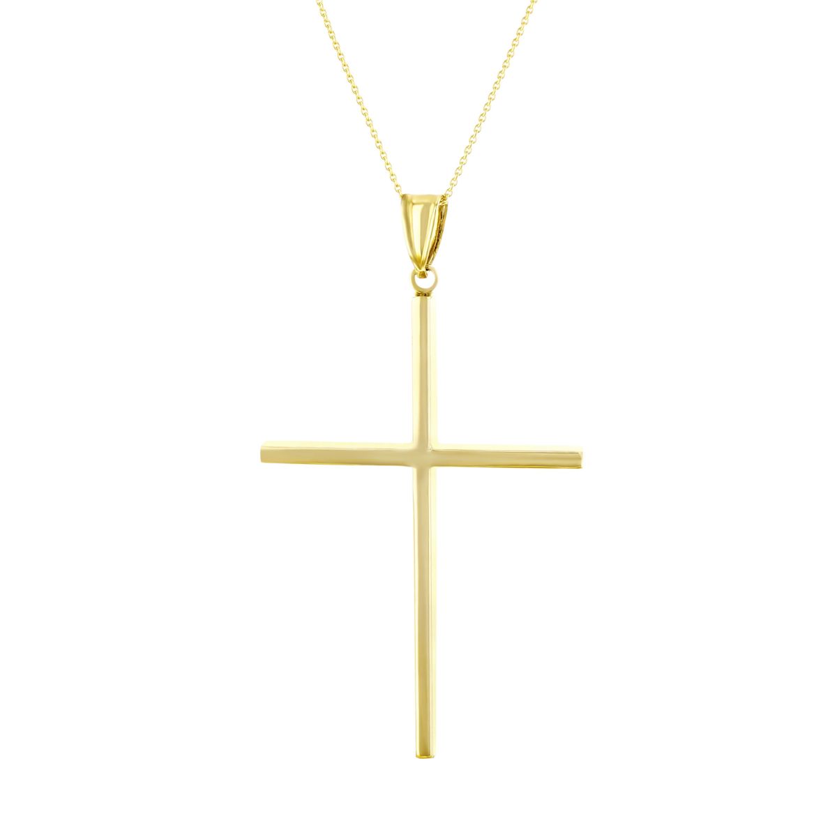 14K Yellow Gold Thin Tube Cross Necklace | Borsheims