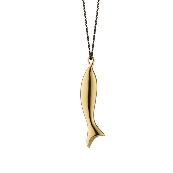 Monica Rich Kosann 18K Yellow Gold Fish Perseverance Charm Pendant, 32"