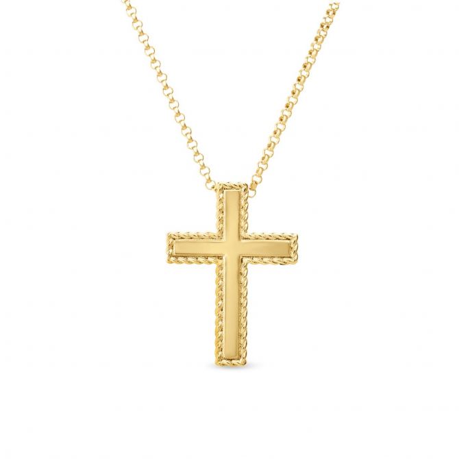 Roberto Coin Princess Yellow Gold Cross Necklace, 18"