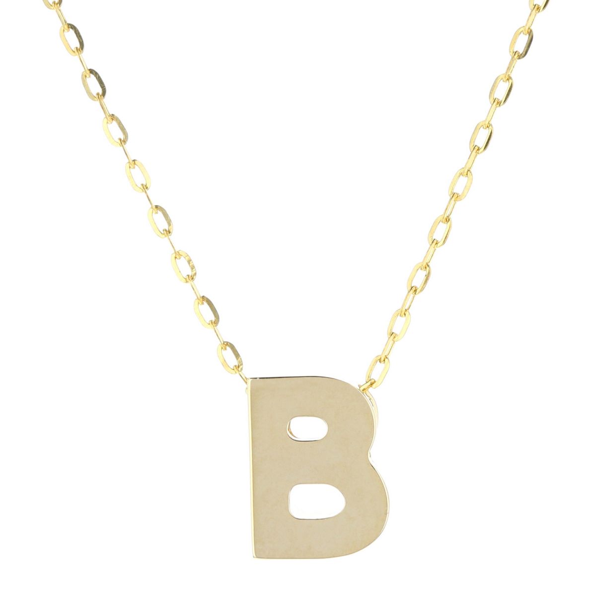 14K Yellow Gold Initial B Pendant, 18