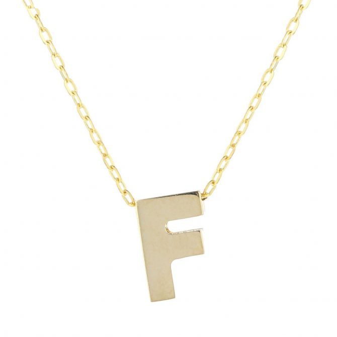 14K Yellow Gold Initial Pendants, 18"