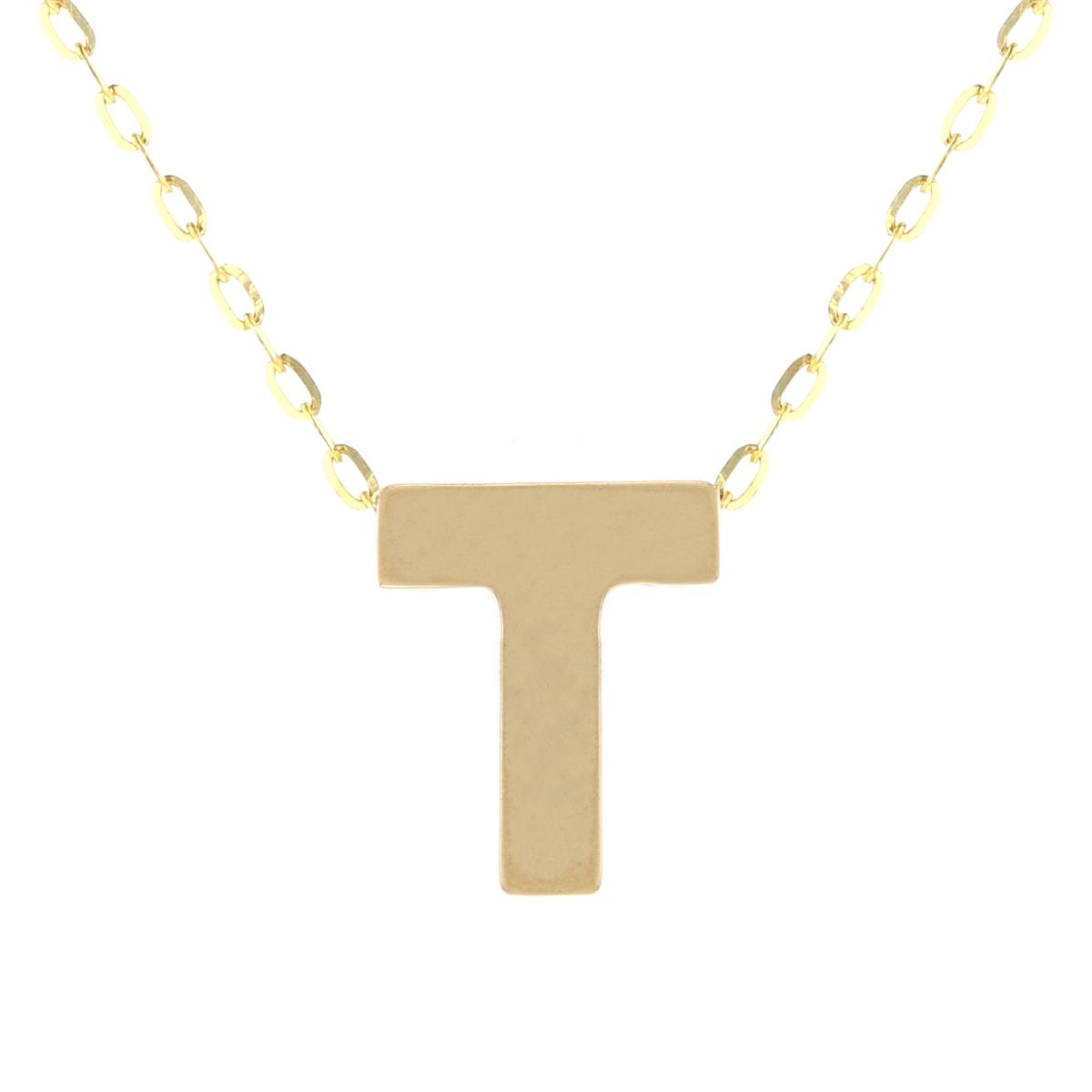 14K Yellow Gold Initial T Pendant, 18