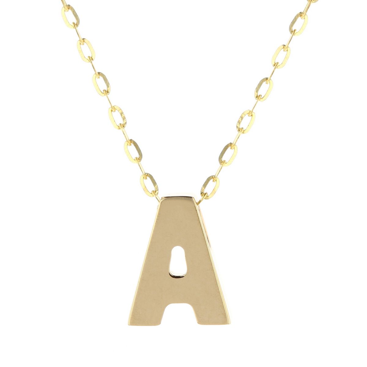 14K Yellow Gold Initial A Pendant, 18