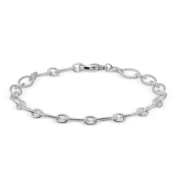 Sterling Silver Figaro Twist Link Bracelet, 7 1/2"