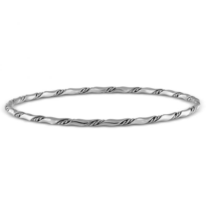 Sterling Silver Twisted Bangle, 3mm