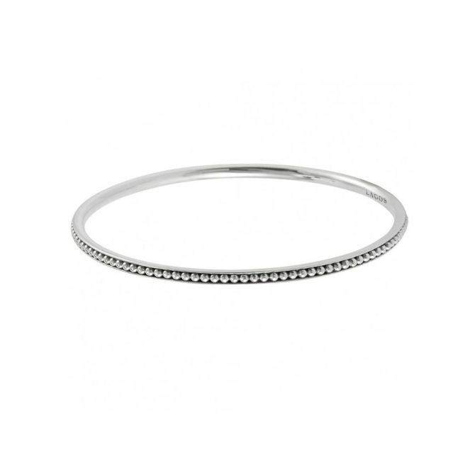 LAGOS Sterling Silver Beaded Medium Bangle Bracelet