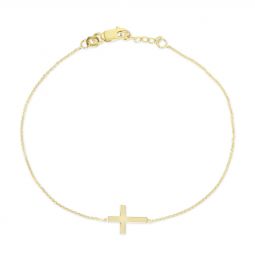 Image for Yellow Tone Sterling Silver Adjustable Mini Horizontal Cross Bracelet