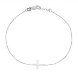 Image for Sterling Silver Adjustable Mini Horizontal Cross Bracelet