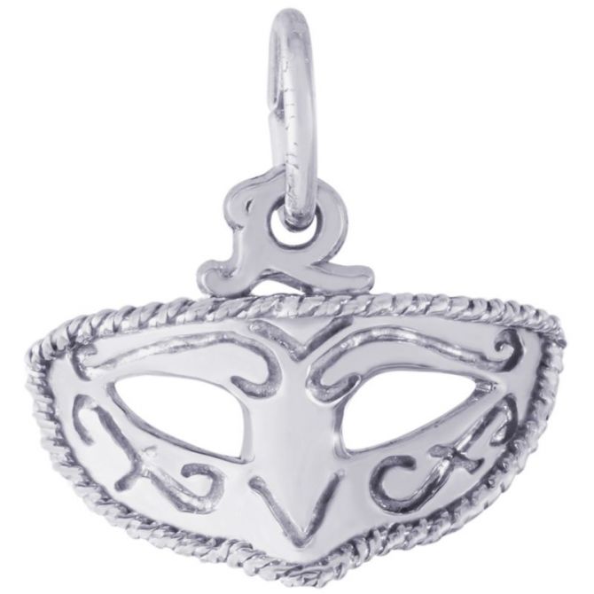 Mardi Gras Mask Charm Sterling Silver