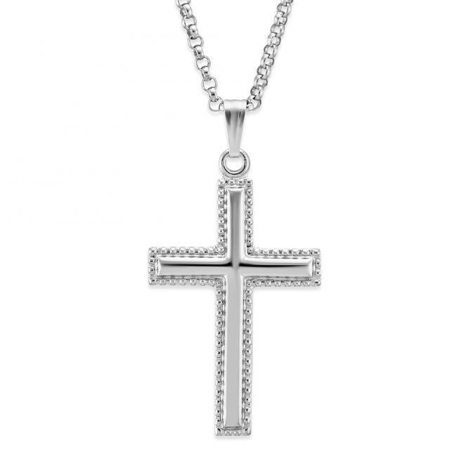 Sterling Silver Cross Pendant, 18"