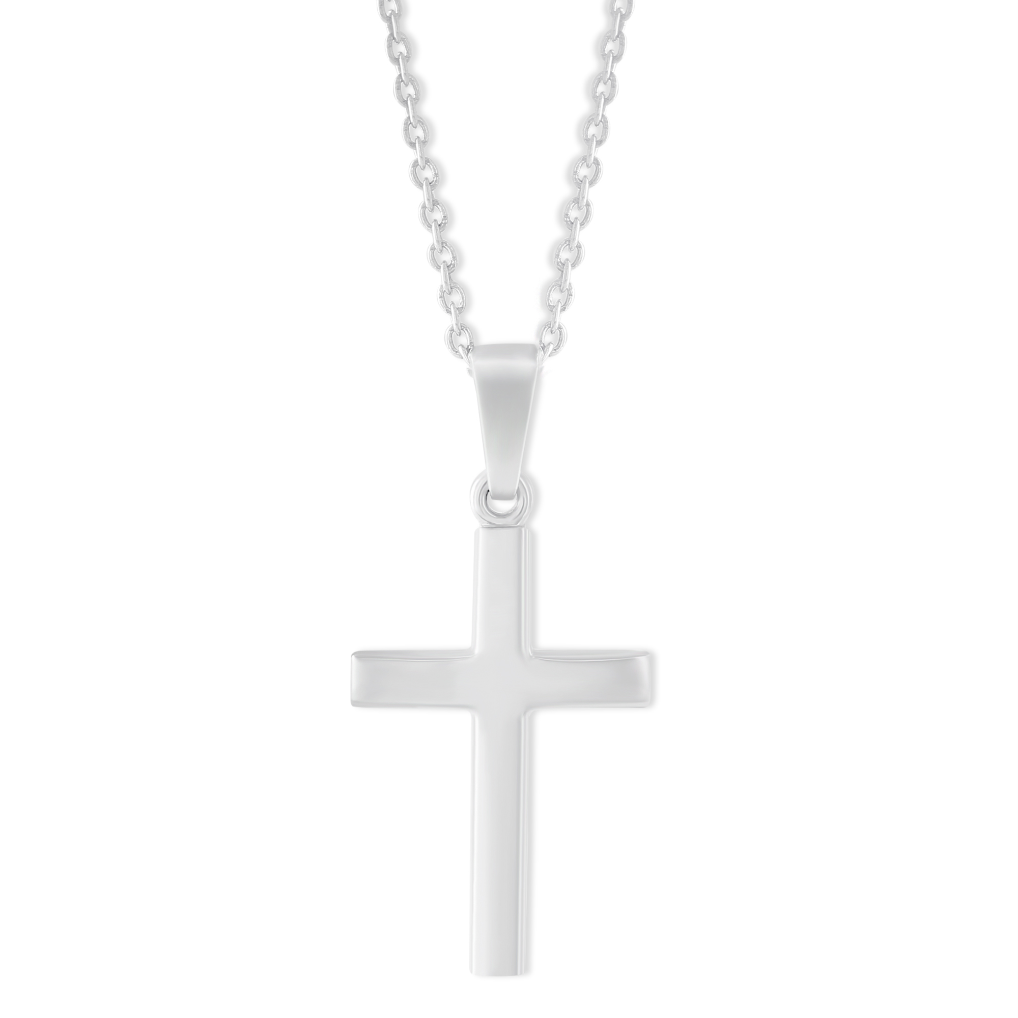 Contured Cross Pendant in Sterling Silver, 18