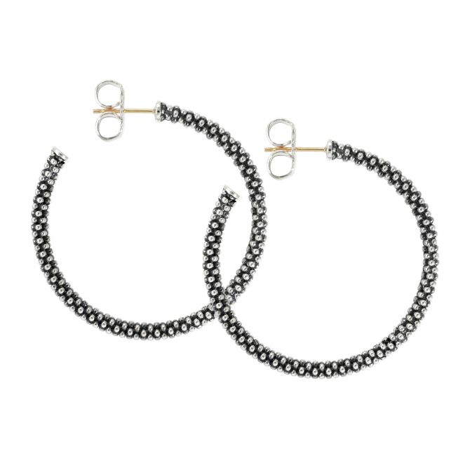 LAGOS Sterling Silver Signature Caviar 35mm Hoop Earrings