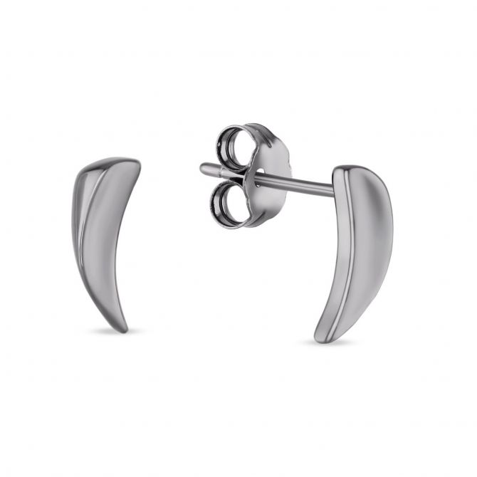 Sterling Silver and Ruthenium Mini Thorn Post Earrings