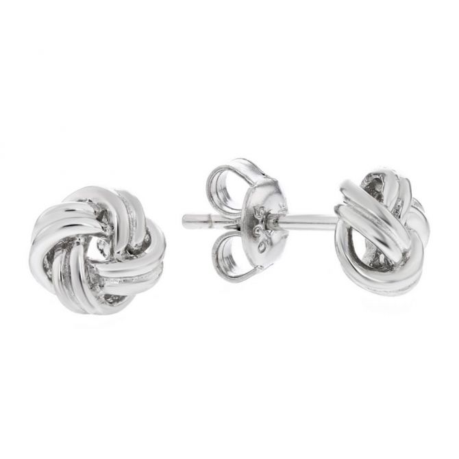 Sterling Silver Love Knot Earrings, 7mm