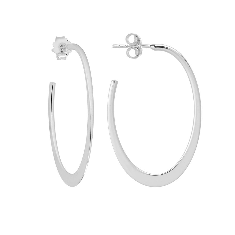 Sterling Silver Flat Oval Hoop Earrings, 38mm | Borsheims