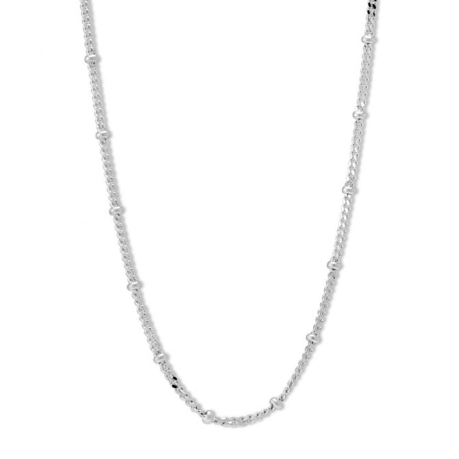 Sterling Silver Bead Station Necklace, 18"