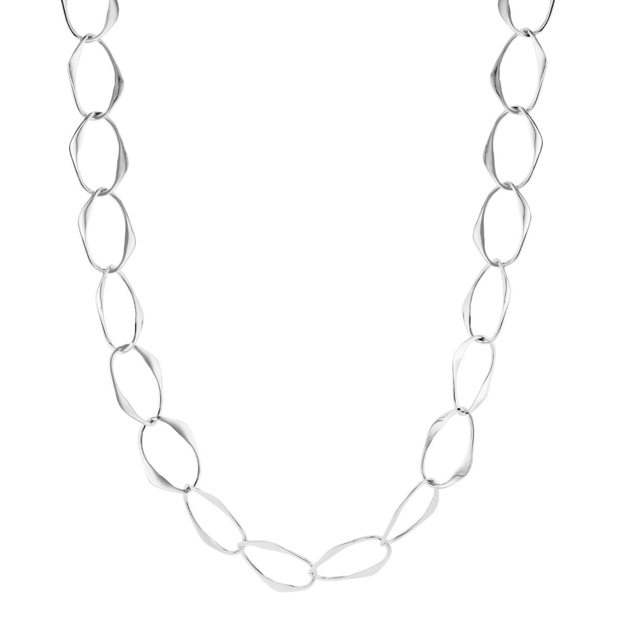 Sterling Silver Flat Oval Link Necklace, 20