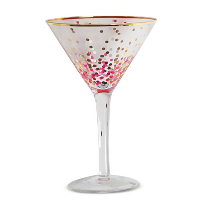 8 Oak Lane Pink & Gold Confetti Dot Martini Glass