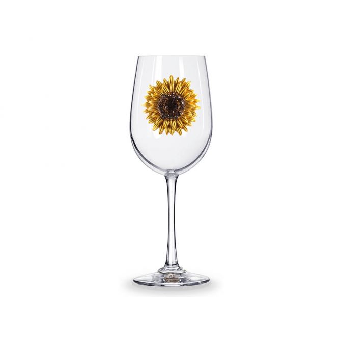 Gold Swirl Fleur de Lis Jeweled Stemmed Wine Glass Stemmed