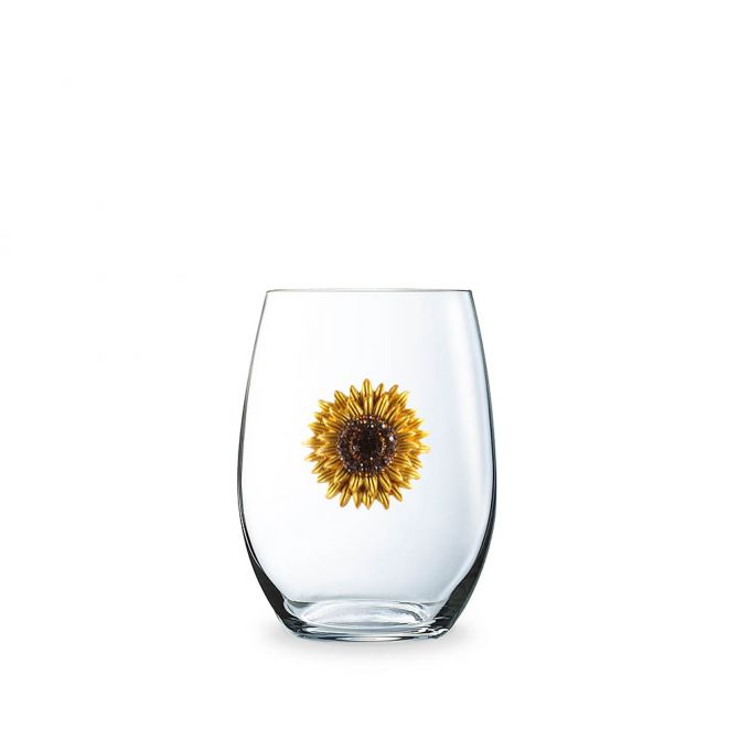 The Queens' Jewels Sunflower Jeweled Stemless Wine Glass