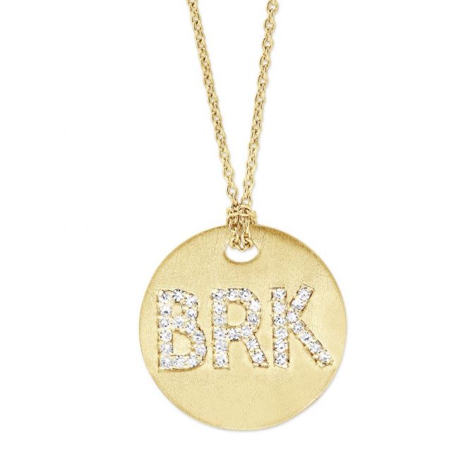 Roberto Coin Yellow Gold "BRK" Disc Pendant Necklace