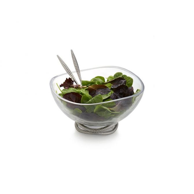 Nambe Glass Salad Bowl With Servers