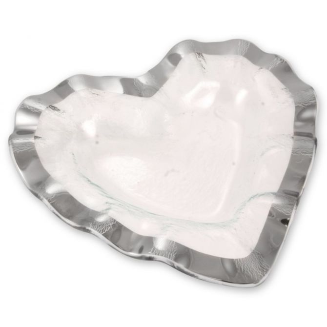 Annieglass Ruffle Platinum Heart Bowl, 8"