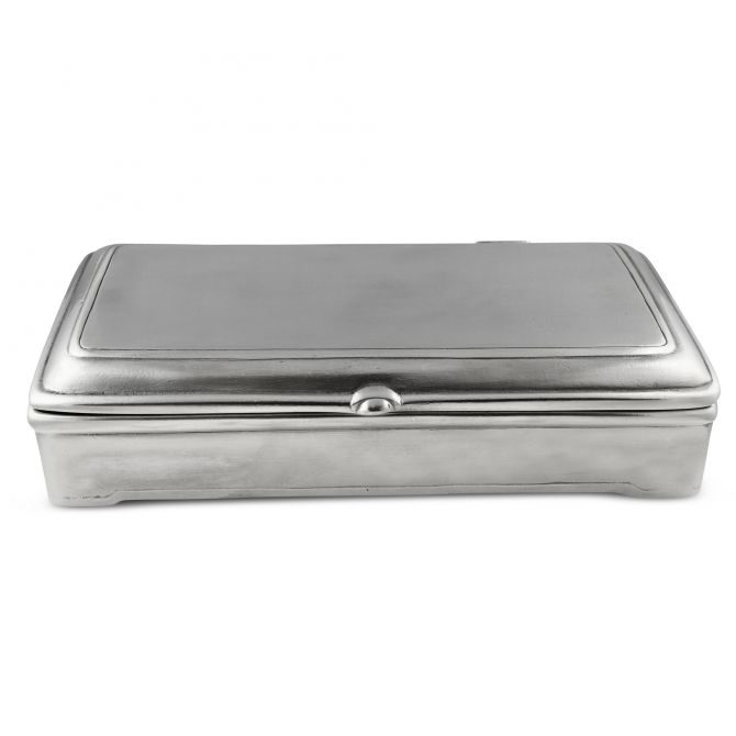 Match Pewter Rectangle Lidded Box with Leather, 7"