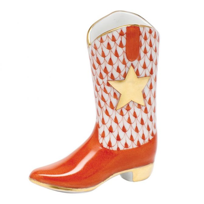 Herend Cowboy Boot, Rust