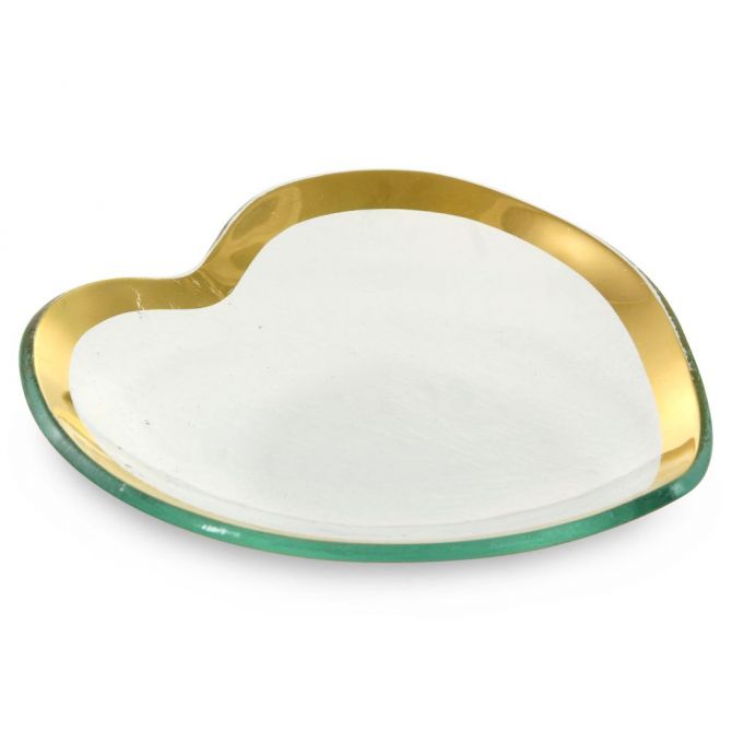 Annieglass Gold Heart Plate, 7"