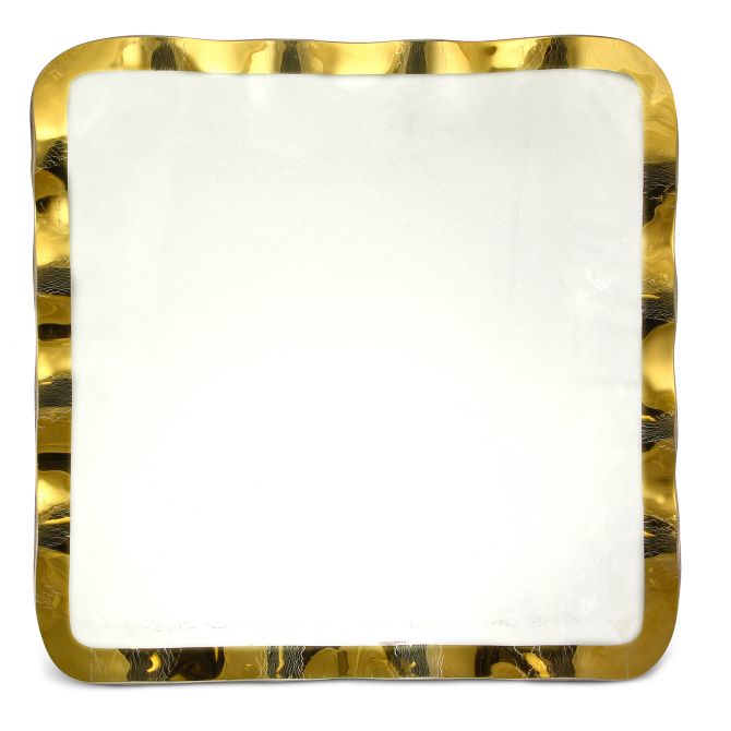 Annieglass Ruffle Gold Square Tray, 15"