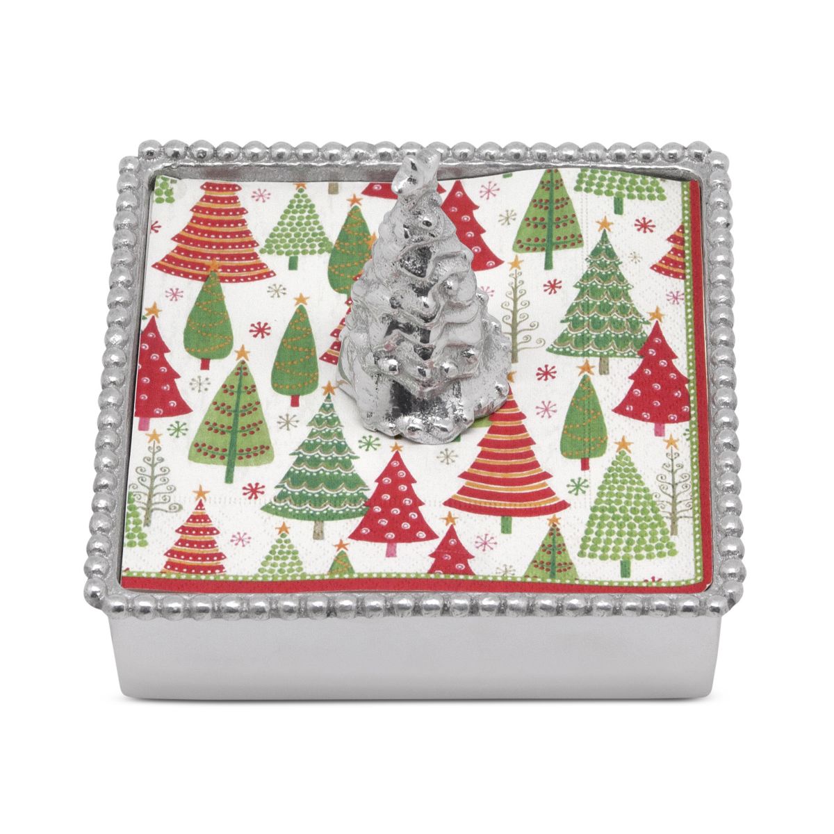 Mariposa Beaded Napkin Box with Christmas Tree Weight & Napkins | Borsheims