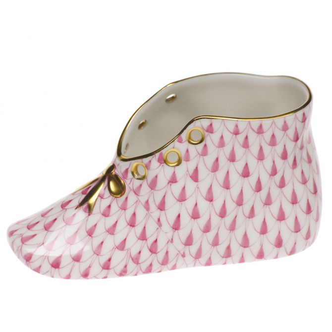 Herend Baby Shoe, Raspberry