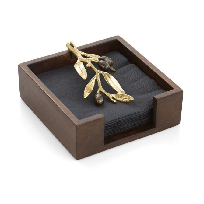 Michael Aram Olive Branch Gold Cocktail Napkin Holder