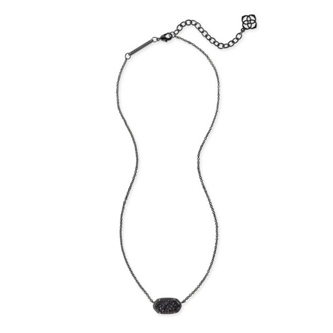 Kendra Scott Elisa Gunmetal Black Drusy Necklace, 15