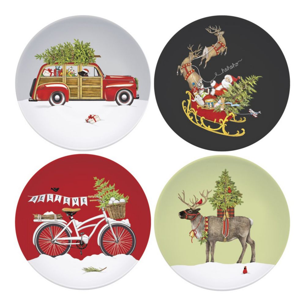 Mary Lake-Thompson Holiday Coupe Appetizer Plates Set of 4, Assorted ...