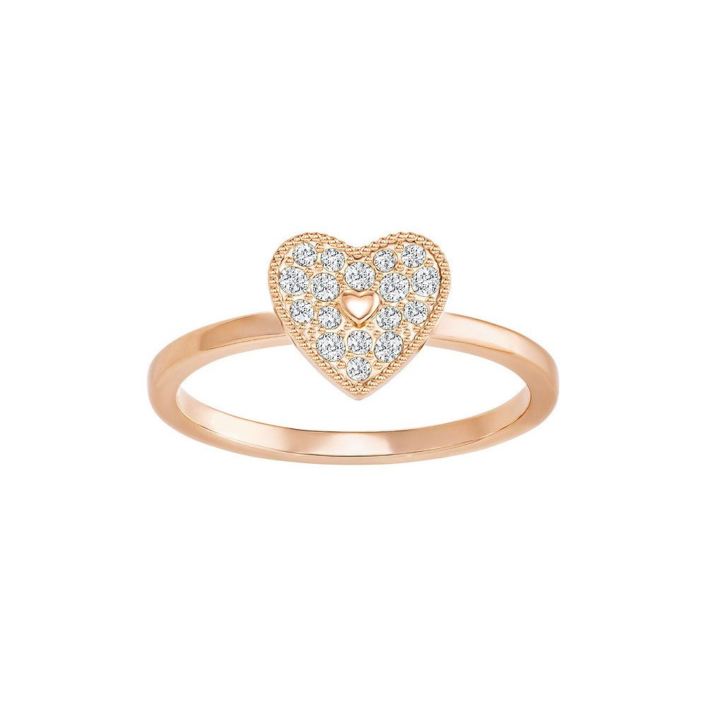 Swarovski Field Folded Heart Rose Tone Crystal Ring, Size 8 | Borsheims