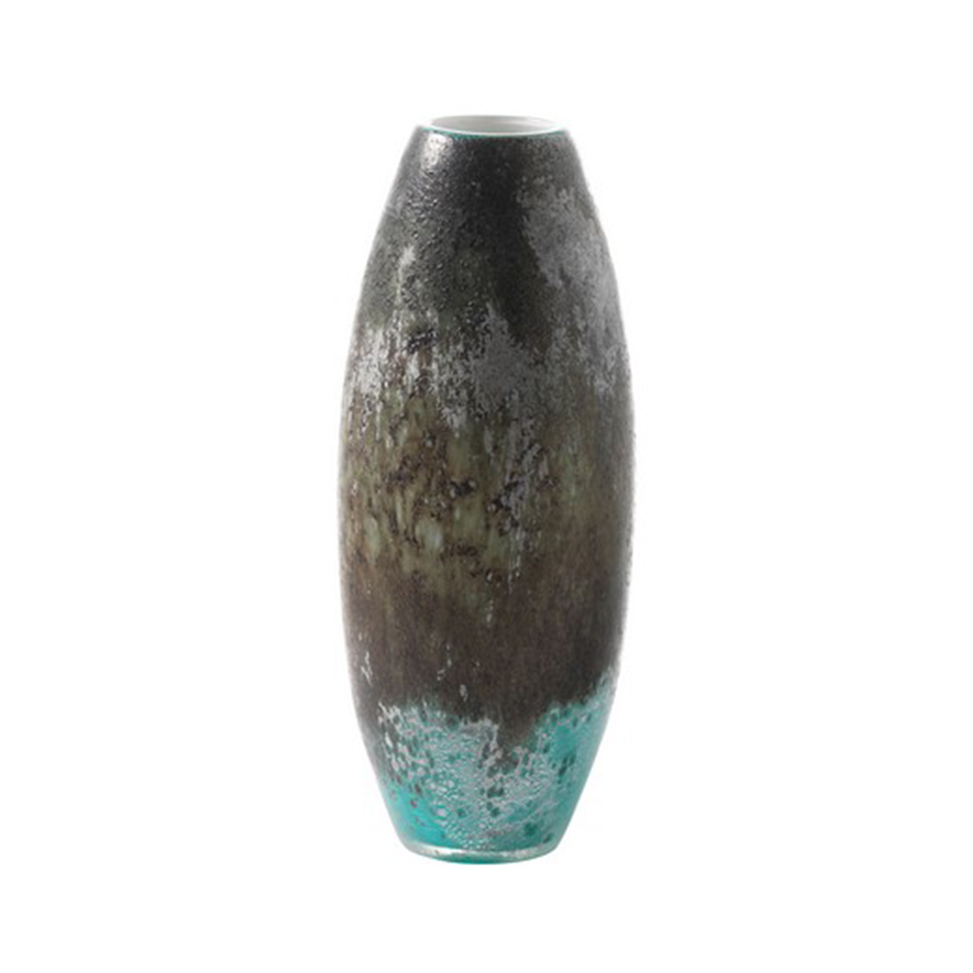 Viterra Glass Lava Earth Tones Turquoise Vase, 15