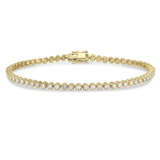 14K Yellow Gold Diamond Tennis Bracelet, 2.04 cttw