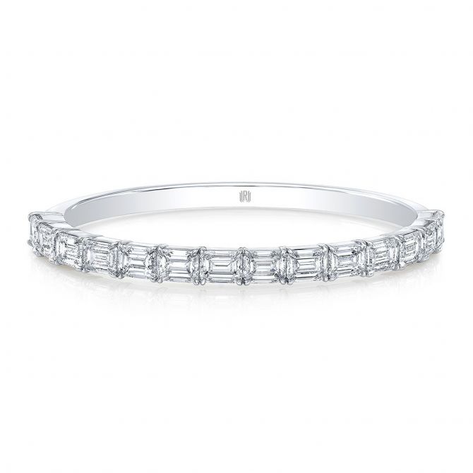 Signature Collection 14k White Gold 3-Stone Diamond Bangle Bracelet -  ELIBRC311BANGLE - SS ELIBRC311BANGLESS - Emerald Lady Jewelry