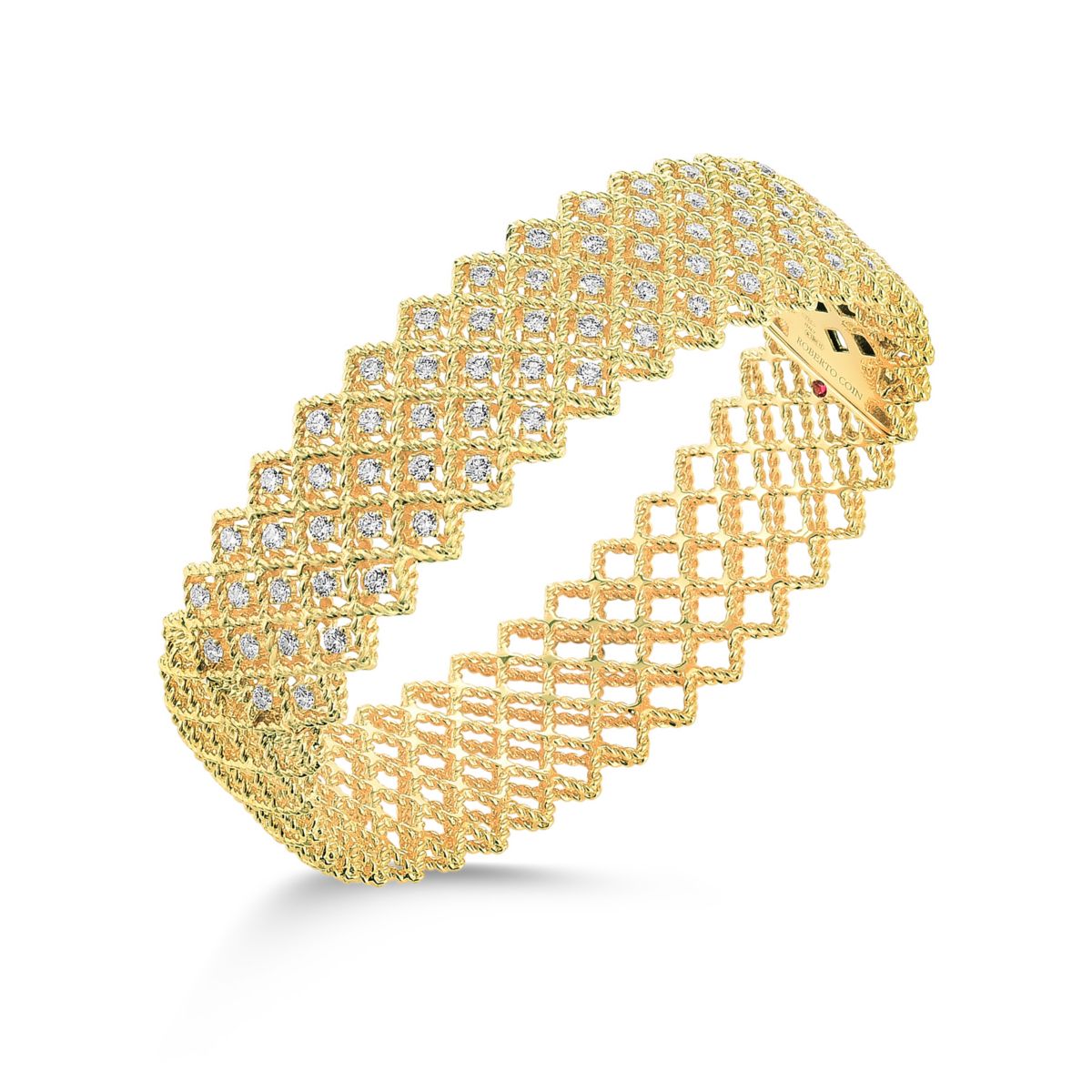 Roberto Coin Roman Barocco 5 Row Yellow Gold & Diamond Bangle Bracelet