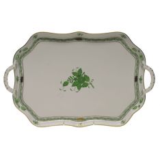 Herend Chinese Bouquet Green Rectangular Handled Tray