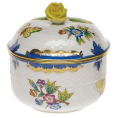 Herend Queen Victoria Blue Border Covered Sugar Bowl