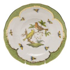 Herend Rothschild Bird Green Border Dessert Plate, Motif 6