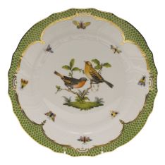 Herend Rothschild Bird Green Border Dinner Plate, Motif 9