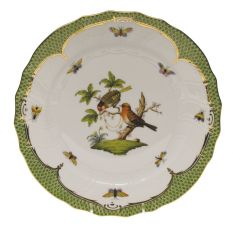 Herend Rothschild Bird Green Border Dinner Plate, Motif 10