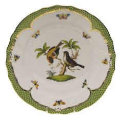 Herend Rothschild Bird Green Border Dinner Plate, Motif 12