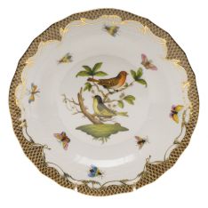 Herend Rothschild Bird Brown Border Dessert Plate, Motif 3