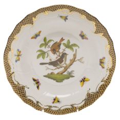 Herend Rothschild Bird Brown Border Dessert Plate, Motif 4